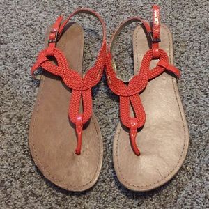 Target Merona Orange Braided t strap thong sandals